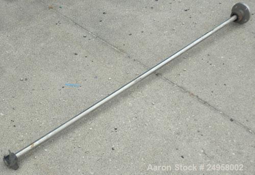 Used- Agitator Shaft, 316 Stainless Steel. 1'' Diameter x 62-3/4'' long shaft with a 3'' diameter plastic impeller. 4-3/4'' ...