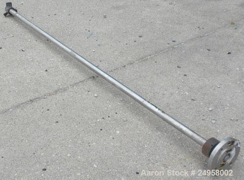 Used- Agitator Shaft, 316 Stainless Steel. 1'' Diameter x 62-3/4'' long shaft with a 3'' diameter plastic impeller. 4-3/4'' ...