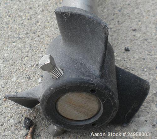 Used Agitator Shaft, 316 Stainless Steel. 1'' Diameter x 62-3/4'' long shaft with a 3'' diameter plastic impeller. 4-3/4'' O.D. (4) 1/2'' diameter hole mounting flange on approximate 2-5/8'' centers