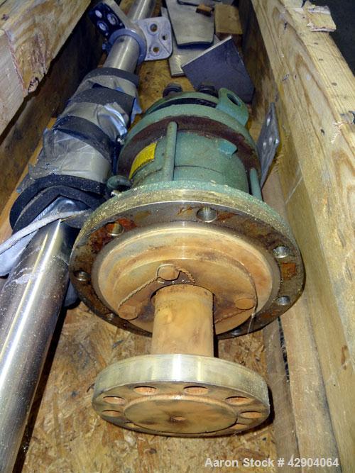 Used Lightnin Agitator Shaft, 316 Stainless Steel. Approximate 2-1/2" diameter x 114" long. (2) 3 Blade bolt on turbines. Approximate 6-1/4" Diameter 10 bolt hole mounting flange on approximate 1-3/4...
