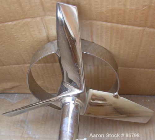 Unused- Lightnin Agitator Shaft, 316 Polished Stainless Steel. 1-1/4" diameter x 64" long shaft. Threaded mounting end. Includes (2) 3 blade turbines.