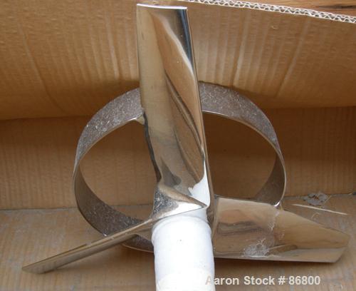 Used Unused- Lightnin Agitator Shaft, 316 Polished Stainless Steel. 1-1/2" diameter x 75" long shaft. Threaded mounting end. Includes (2) 3 blade turbines.