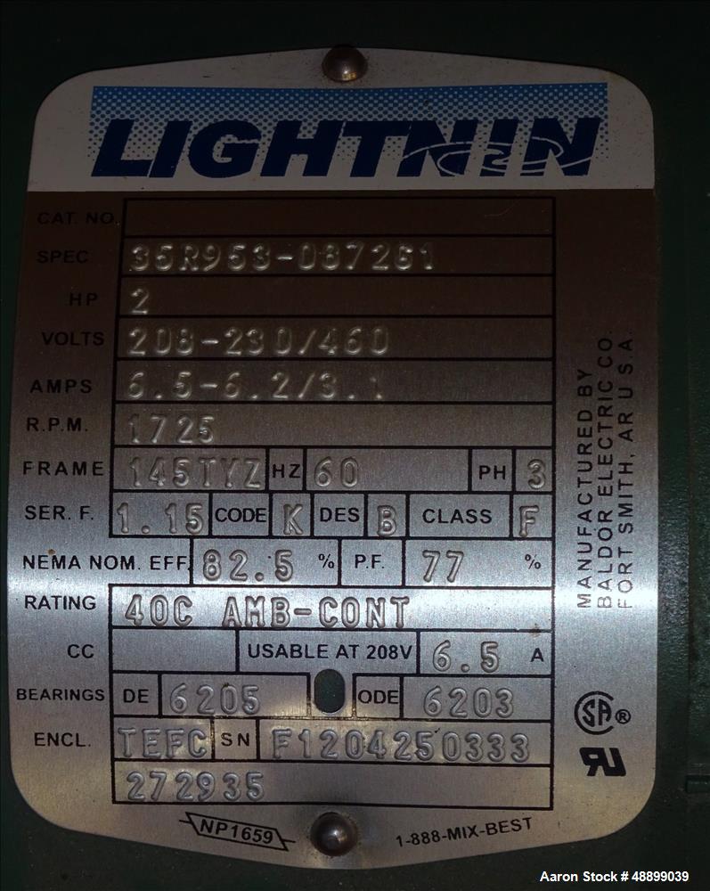 Used Lightnin Agitator, Model X5S200.