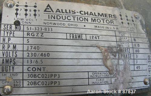 Used Lightnin agitator, model 82S5MX, ratio 21.1, output 84 rpm. 2" diameter 316 stainless steel shaft with a 32" diameter span 316 stainless steel 4 blade turbine, driven by a 5 hp, 3/60/230/460 vol...