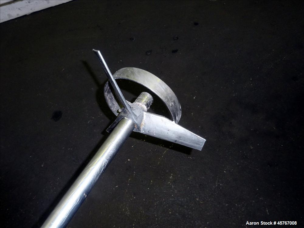Used Lightnin Agitator, 316 Stainless Steel Shaft, 101" long x 1-1/4" diameter shaft with 10" diameter (3) blade turbine Driven by .33 hp, 3/60/208-230/460 volt, 1725 rpm motor.