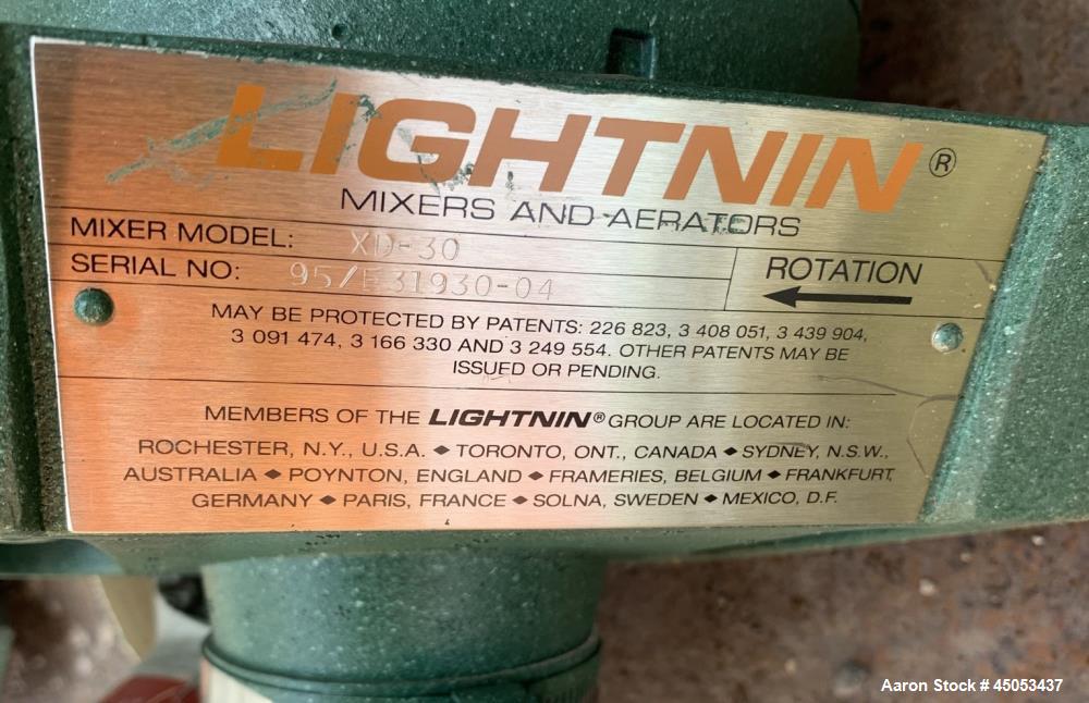 Unused- Lightnin Agitator, Model Xd-30. Approximate 1/2" diameter x 32" long stainless steel shaft, no blade. Driven by 0.30...