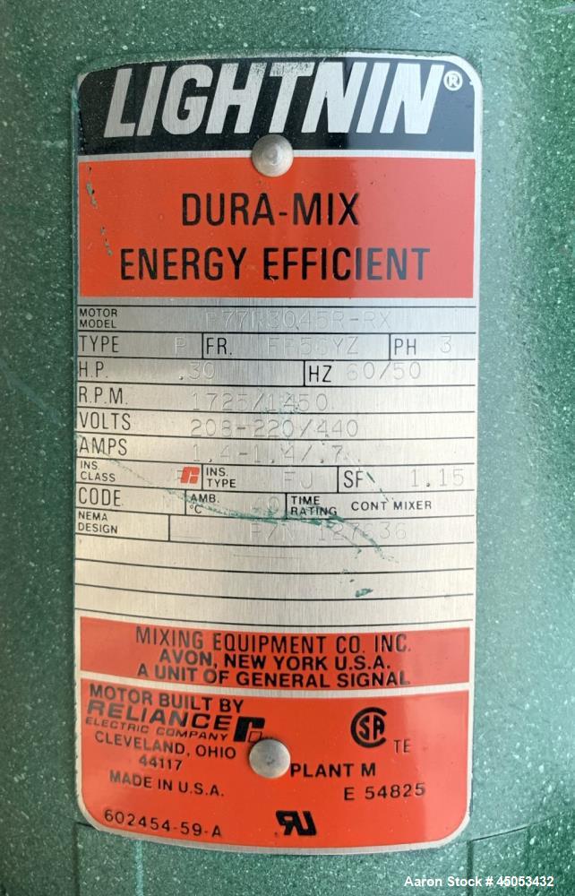 Sin usar- Agitador lightnin, modelo XJ-30. Eje de acero inoxidable aproximado de 5/8' de diámetro x 24' de largo con turbina...