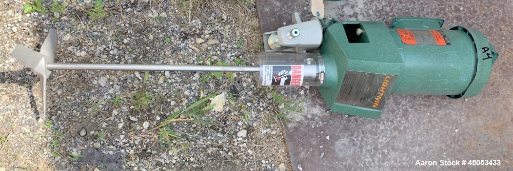 Unused- Lightnin Agitator, Model XJ-30. Approximate 5/8" diameter x 24" long stainless steel shaft with 3-blade turbine. Driven by 0.30hp, 3/60/50/208-220/440 volt, 1725/1450 rpm motor. Serial# 95/31...