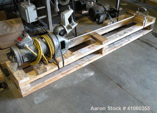 Used Lightnin Clamp-On Agitator, Model XJ-75VM. 3/4" diameter x 50" long 316 stainless steel shaft with a 8-1/2" diameter 316 stainless steel 3 blade prop. Driven by a 3/4 hp, 180 volt, 1750 rpm moto...