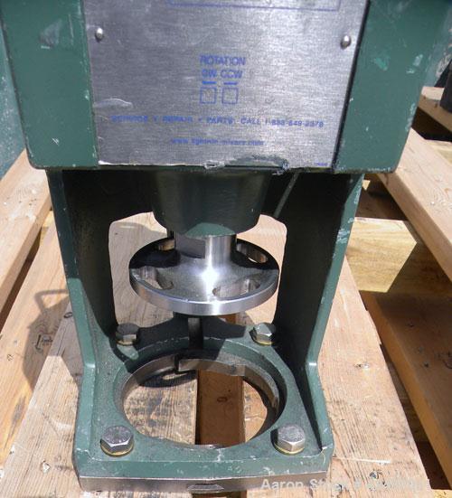 Used Lightnin Fixed Mount, Open Tank Design, Air Operated Agitator, Model XJACK-100. Clockwise rotation. Approximate 4’’ diameter 304 stainless steel stub shaft mounting flange with slotted bolt hole...