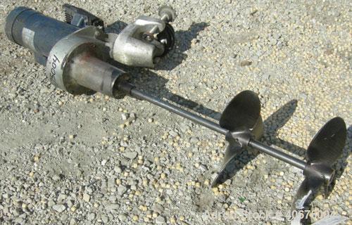 Used- Indco Clamp-On Agitator. 1" diameter x 24" long 304 stainless steel shaft with (2) 316 stainless steel 3 blade props. ...