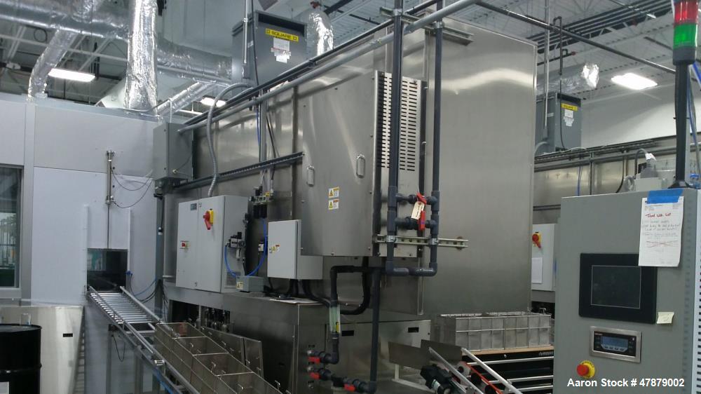 Used Crest Superheated Ultrasonic Vapor Degreaser Washer. 40 kHz, Model F-300-3/181212. 2nd rinse tank with 40 kHz ultrasonics. Superheat drying set-down. Parallel basket automation with upper enclos...