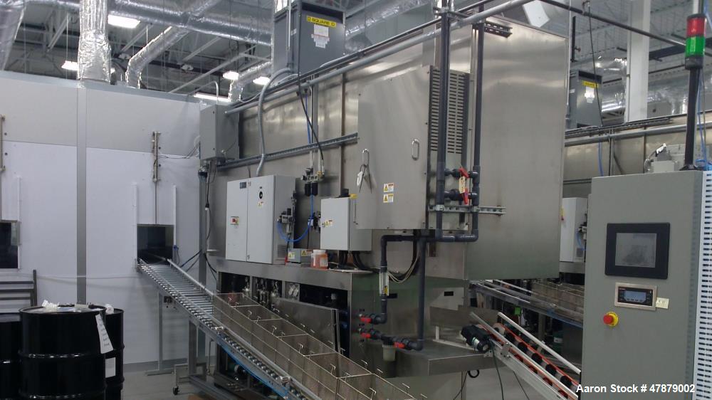 Used Crest Superheated Ultrasonic Vapor Degreaser Washer. 40 kHz, Model F-300-3/181212. 2nd rinse tank with 40 kHz ultrasonics. Superheat drying set-down. Parallel basket automation with upper enclos...