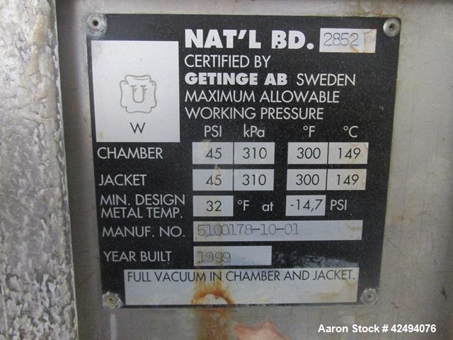 Used Getinge Sterilizer Autoclave, Model 91415.