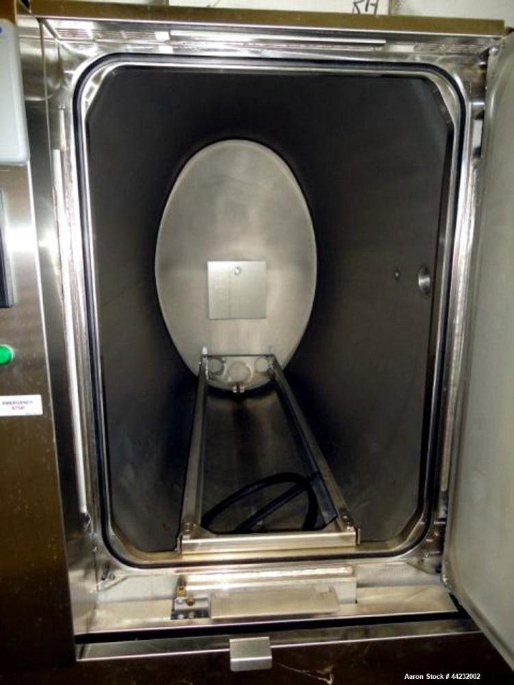 Used Steris (Amsco) Single Door Pharmaceutical Autoclave, Model SV-160H, prevac steam sterilizer. Camber rated Full Vacuum at 300 degrees F, jacket rated 45 psi at 300 degrees F. Includes portable ca...