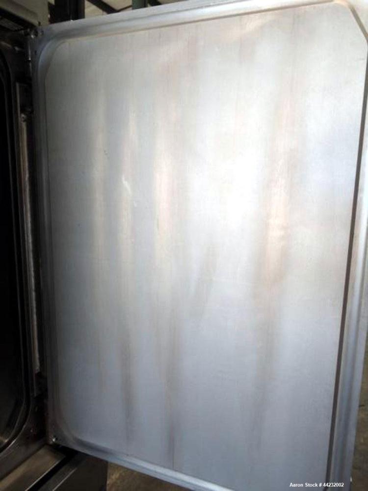 Used Steris (Amsco) Single Door Pharmaceutical Autoclave, Model SV-160H, prevac steam sterilizer. Camber rated Full Vacuum at 300 degrees F, jacket rated 45 psi at 300 degrees F. Includes portable ca...