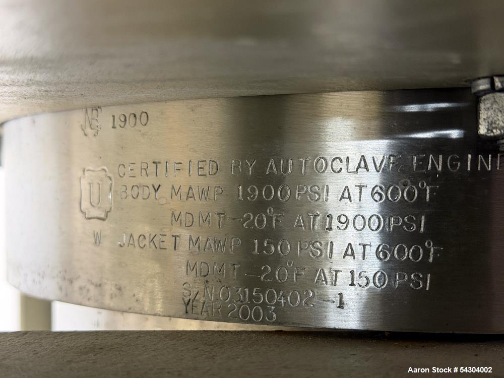 Used Autoclave Engineers 5 Gallon High Pressure Reactor System – 1900 PSI Jacketed Vessel with Agitation Package