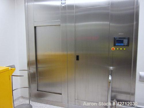 Used Steris Finn Aqua Pass Thru Steam Sterilizer, Model 61515-D-B-GMP-ABS5. 316L Stainless steel chamber and jacket, 1.56 cubic meter chamber volume, 610 mm wide x 1550 mm high x 1528 mm long chamber...