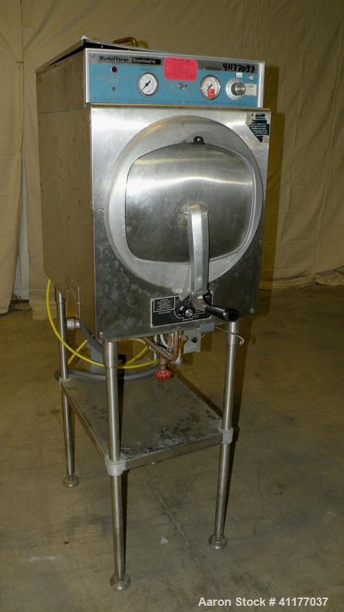 Used Market Forge Sterilmatic Sterilizer, Model STM-E. 16" diameter x 26" deep aluminum 3 cubic feet horizontal chamber rated 17.8 psi at 254 deg.f., and –10 deg.f. at 30 psi. 13 1/2" wide and 11" hi...