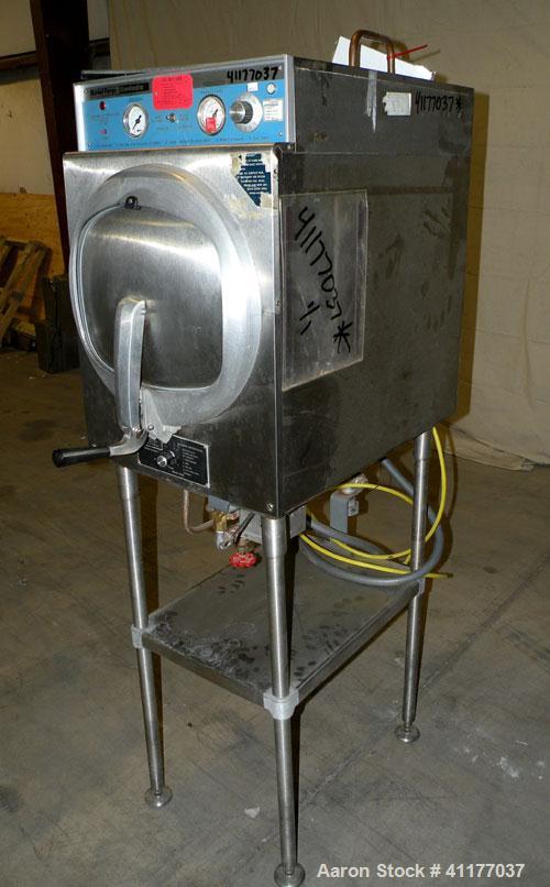 Used Market Forge Sterilmatic Sterilizer, Model STM-E. 16" diameter x 26" deep aluminum 3 cubic feet horizontal chamber rated 17.8 psi at 254 deg.f., and –10 deg.f. at 30 psi. 13 1/2" wide and 11" hi...