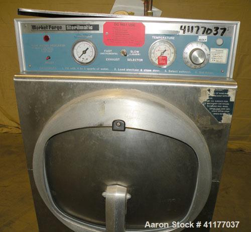 Used Market Forge Sterilmatic Sterilizer, Model STM-E. 16" diameter x 26" deep aluminum 3 cubic feet horizontal chamber rated 17.8 psi at 254 deg.f., and –10 deg.f. at 30 psi. 13 1/2" wide and 11" hi...