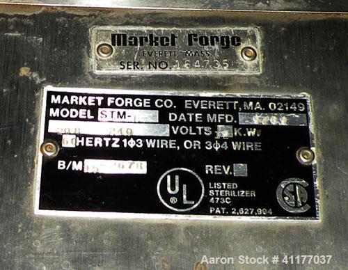 Used Market Forge Sterilmatic Sterilizer, Model STM-E. 16" diameter x 26" deep aluminum 3 cubic feet horizontal chamber rated 17.8 psi at 254 deg.f., and –10 deg.f. at 30 psi. 13 1/2" wide and 11" hi...