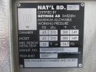 Used Getinge Sterilizer Autoclave, Model 91415. Stainless steel product contact surfaces, dual sided pass thru design with pneumatic door closure, 2010 liter chamber volume, approximately 870 mm wide...