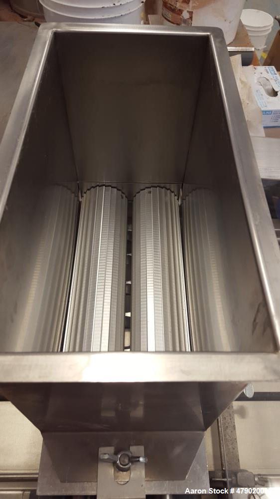 Used Magna Mixer Co. Handy "V" Cookie Depositer, Model 17V-SX3-G. 1750 dozen wire-cut uniform cookies per hour. (2) variable speed controllers, one of for pan speed and product spacing, one for contr...