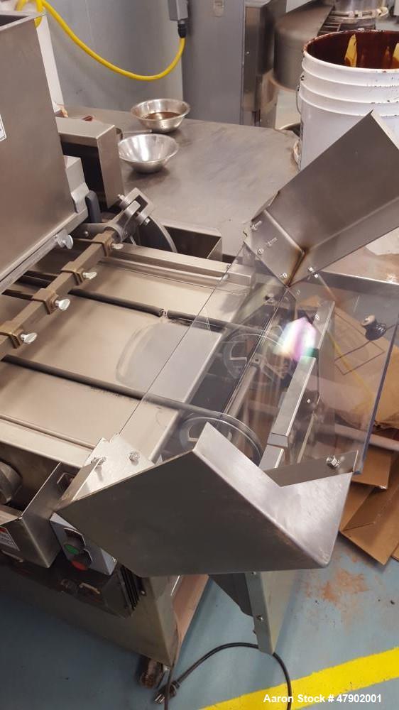 Used Magna Mixer Co. Handy "V" Cookie Depositer, Model 17V-SX3-G. 1750 dozen wire-cut uniform cookies per hour. (2) variable speed controllers, one of for pan speed and product spacing, one for contr...