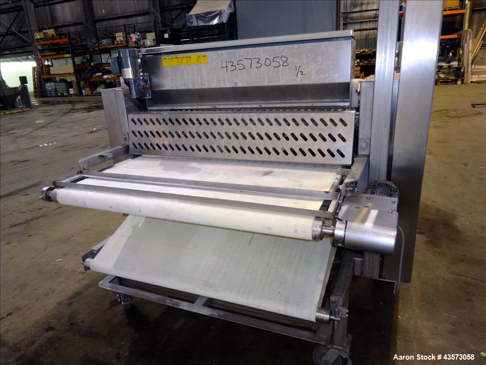 Used- Gauging Roller, 48" Wide, Stainless Steel Construction.
