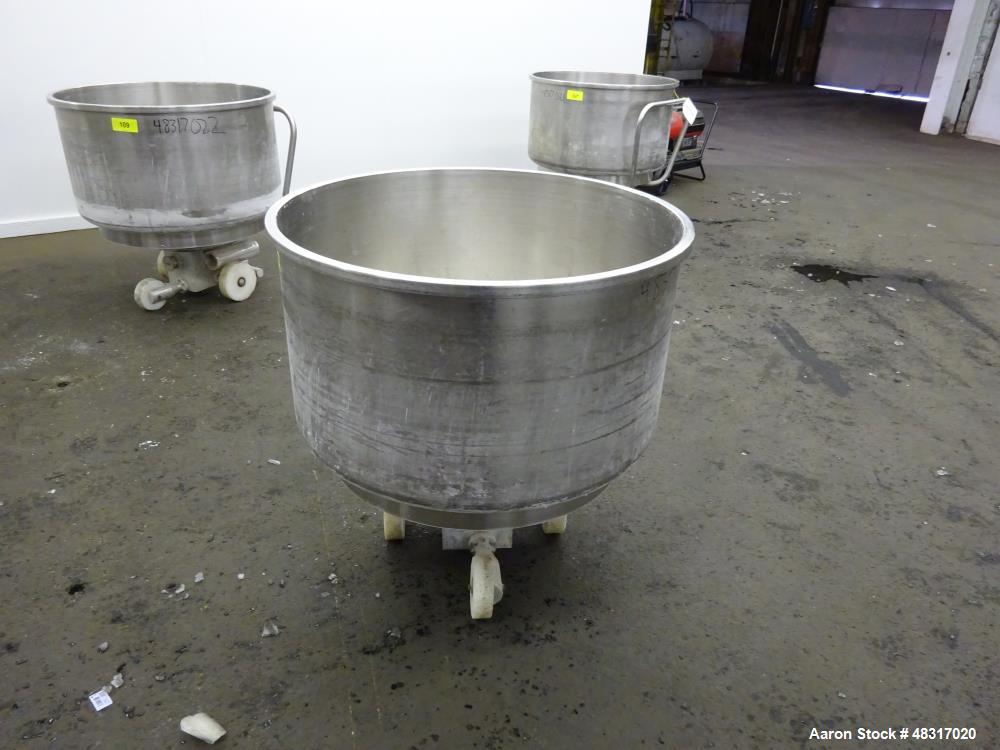 Used Stainless Spiral Mixer Bowls, Approximately