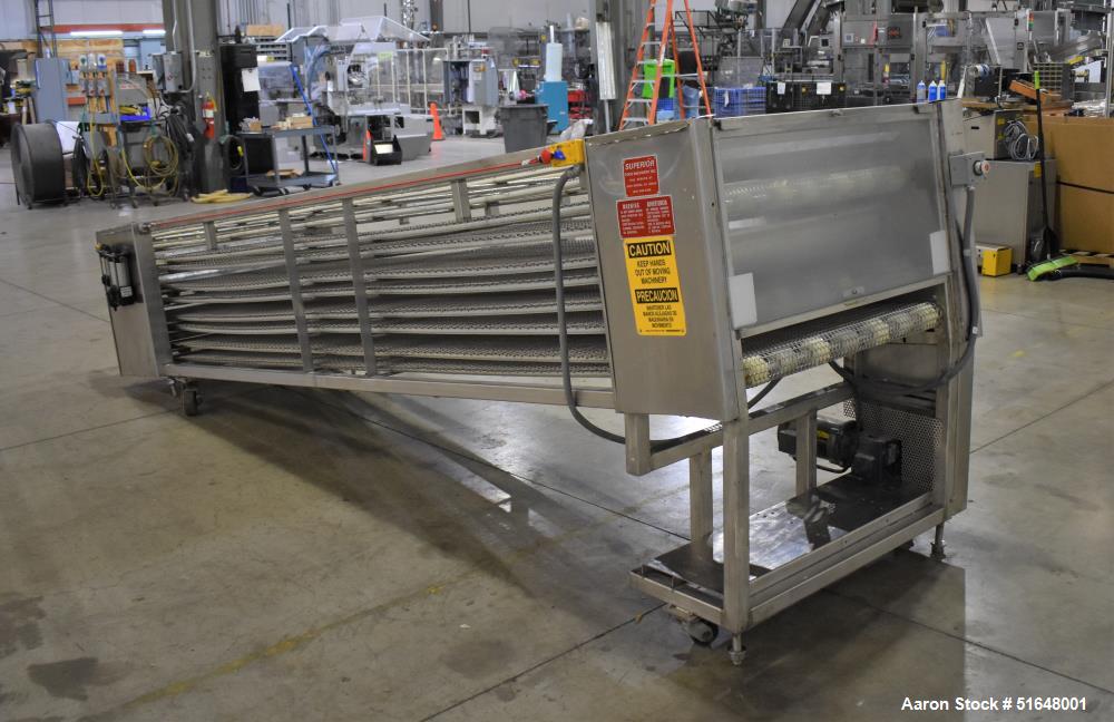 Used- Superior Food Machinery Tortilla Cooling Conveyor. 5-Tier. Wire mesh conveyor 36" wide. Driven by a 1hp, 3/60/208-230/...