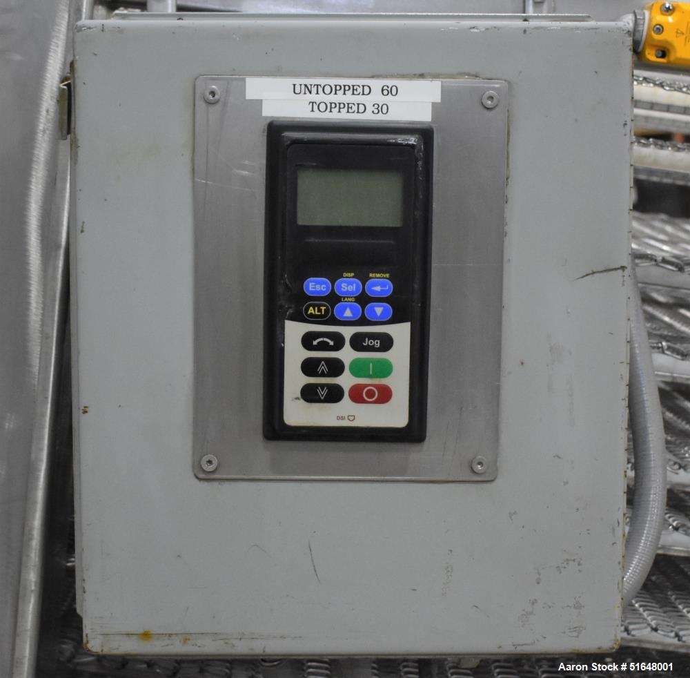 Used Superior Food Machinery Tortilla Cooling Conveyor. 5-Tier. Wire mesh conveyor 36" wide. Driven by a 1hp, 3/60/208-230/460 volt, 1725 rpm gear motor. Control panel with Allen Bradley Powerflex 4....