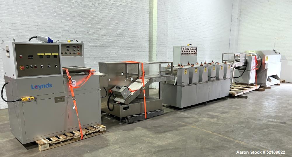 Used- Loynds 300 mm Wide Rolling & Scoring Line. Designed to make chiclets. Consisting of model GFL Dual Twin Screw Extruder...