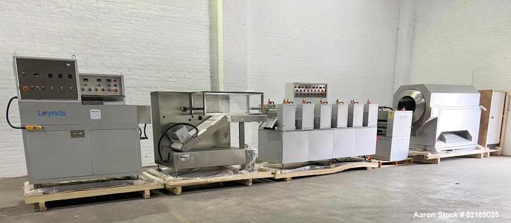 Used- Loynds 300 mm Wide Rolling & Scoring Line. Designed to make chiclets. Consisting of model GFL Dual Twin Screw Extruder...