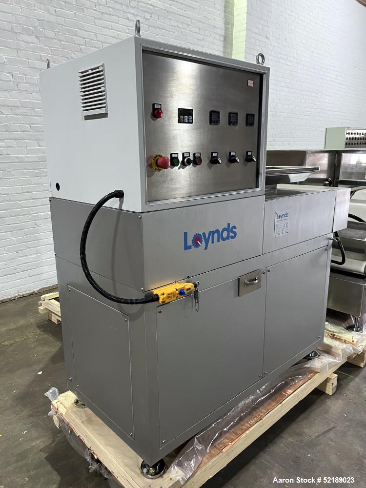 Used- Loynds 300 mm Wide Rolling & Scoring Line. Designed to make chiclets. Consisting of model GFL Dual Twin Screw Extruder...