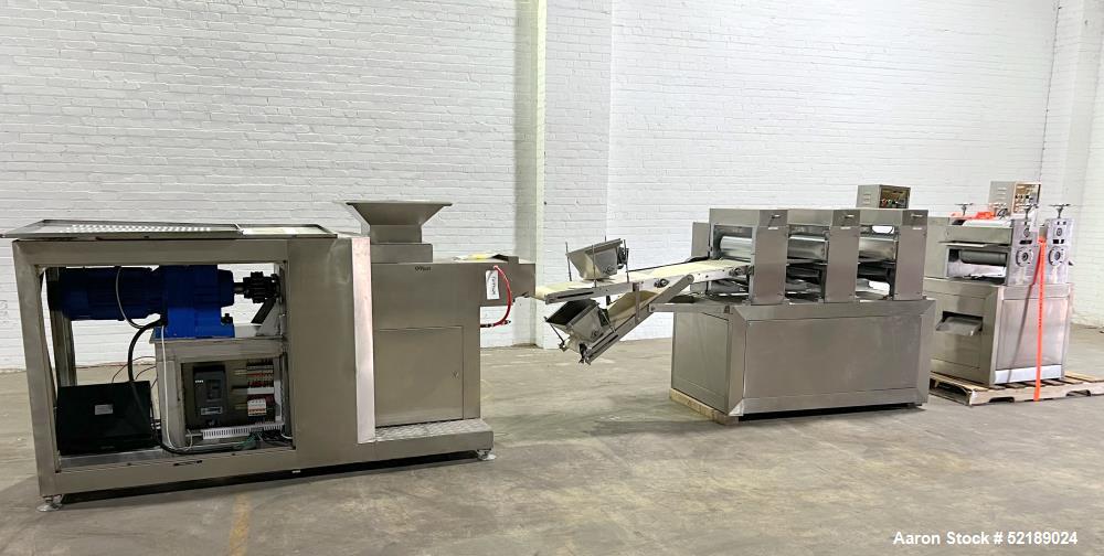 Used- Shangha Target 11" Rolling & Scoring Line. Designed to make chiclets. Consisting of: Twin Screw extruder with 5" diame...