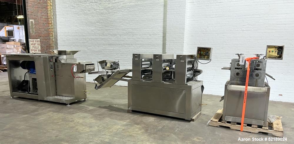 Used- Shangha Target 11" Rolling & Scoring Line. Designed to make chiclets. Consisting of: Twin Screw extruder with 5" diame...