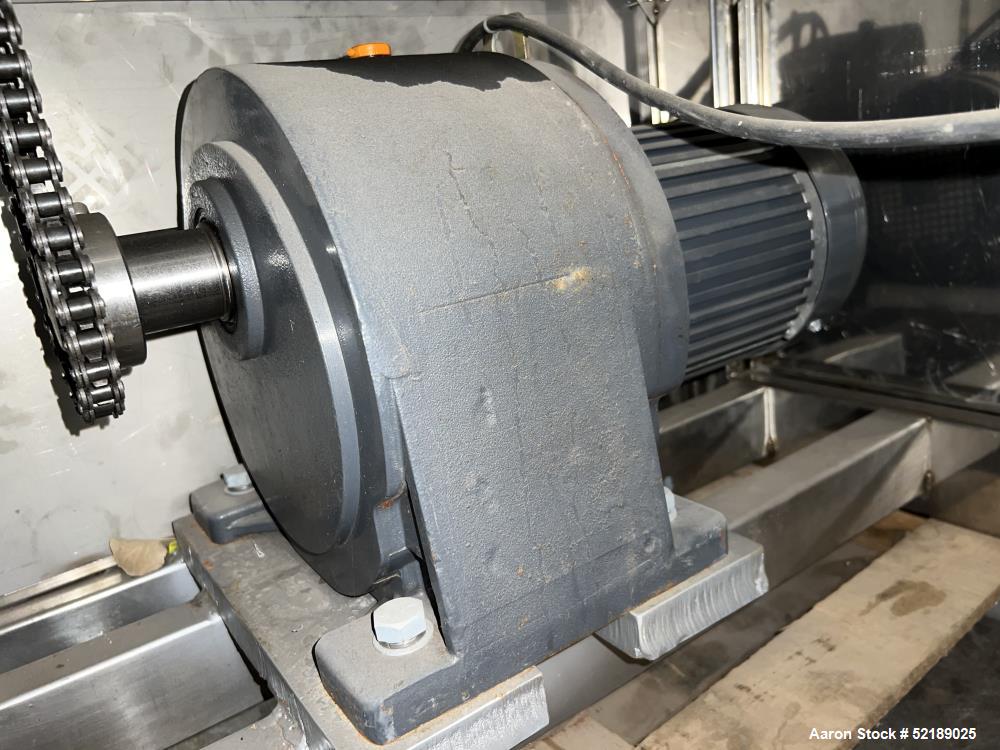 Used Shangha Target 11" Rolling & Scoring Line. Designed to make chiclets. Consisting of: Twin Screw extruder missing screws and die with motor drive, (3) sets of sheeting rollers measuring approxima...