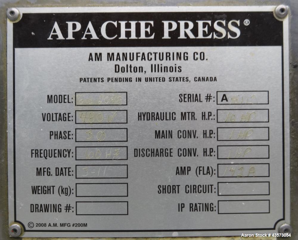 Used AM Manufacturing Model Toro 2048 Dough Press