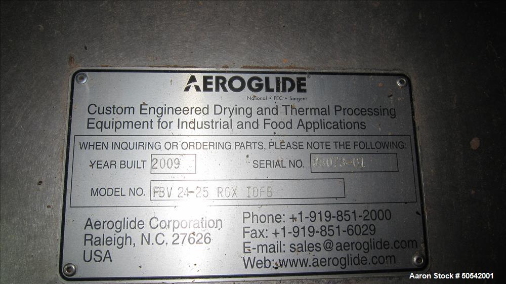 Used- Aeroglide Model FBU24-25-RGX-IDFB Fluid Bed Dryer. Guar Gum