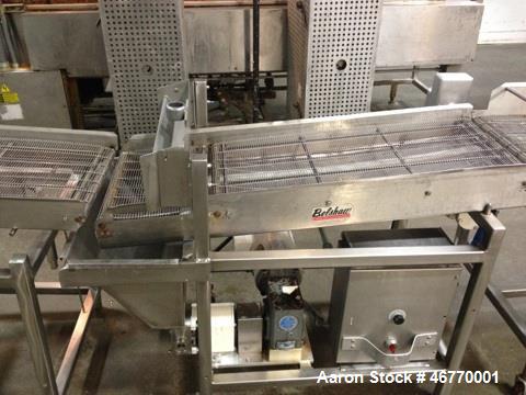 Used Belshaw 400 Donut Line. Including: infeed, double proof-box, fryer, fryer hood, 180 degree belt, small in- feed belt, Waterfall glazer, cooling belt, shortening filter and cake depositor, includ...