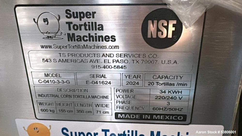 Super Tortilla Machines Tortilla Line, Model C-0410-3-3-G