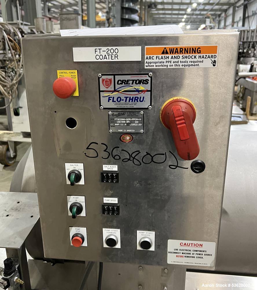 Used Cretors / Flo-Thru Model FTSC200-Q2R-PPOM-X Savory Coater - Stainless Steel Coating Drum - 24" x 82"