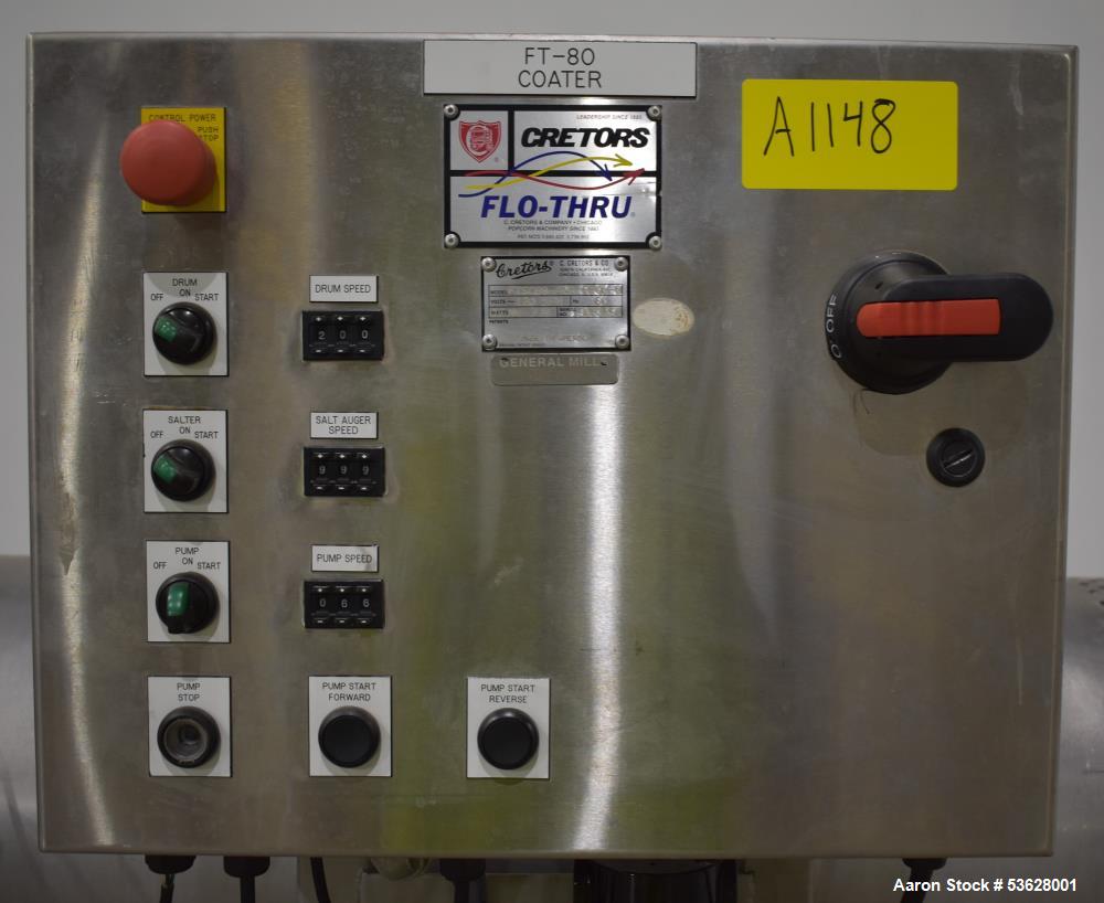 Used Cretors Flo-Thru FTSC80-A2R-PPOM-M Coating Drum – Stainless Steel | Savory Coater