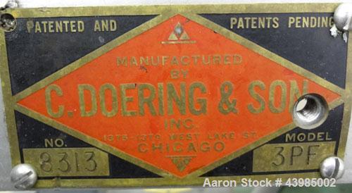 Used Stainless Steel C. Doering & Sons Pumping Feeding System, Model 3PF