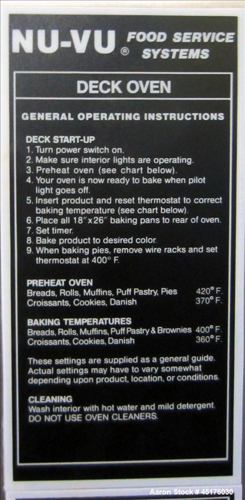 Pre-Owned Nu-Vu Electric 2-Deck Oven & Proofer – Model MDO-2/4/Pro-6