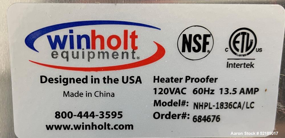 Used- Winholt Equipment Electric Heater Proofer, Model NHPL-1836CA/LC. Temperature and humidity controls,  34 shelves for ap...