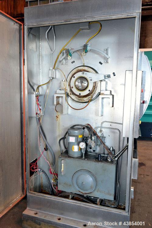 Used Oshikiri Horizontal Mixer, Model HM1000, 304 Stainless Steel.  Approximately 1000 pound (450 kg) dough weight batch size.  Stainless steel dimpled jacketed bowl approximately 42” front to back x...