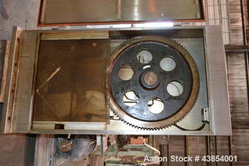 Used Oshikiri Horizontal Mixer, Model HM1000, 304 Stainless Steel.  Approximately 1000 pound (450 kg) dough weight batch size.  Stainless steel dimpled jacketed bowl approximately 42” front to back x...
